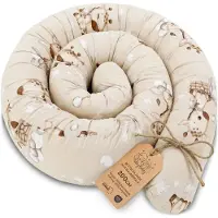 Totsy Baby Zijslaper kussen Lichaamskussen 200 cm Katoen - Lang kussen bed rol slaapkussen nek rol Decoratie voor kinderkamer Oeko-Tex Giraffen