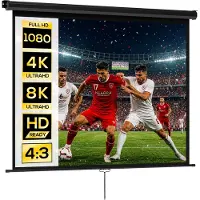 HOMCOM ROLIPO-Projectiescherm-171 x 128 cm- 84 inch-4:3-HD/4K-kunststof & metaal-huisbioscoop