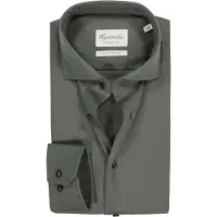 Michaelis slim fit heren overhemd - twill - groen - Strijkvrij - Boordmaat: 39 (EU maat: M)