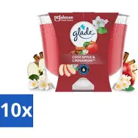 Glade 10 x - Geurkaars Appel Kaneel - 100% Raapzaadwas - 204 g - Geurkaars - Appel Kaneel - Vegan Geurkaars - 100% Raapzaadwas - Geur
