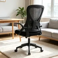OKWISH Bureaustoel – Ergonomische Draaistoel Met Verstelbare Rugleuning, Armleuningen En Wielen – Voor Werkplek – Zwart