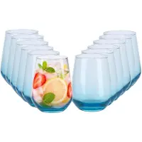 Alpina Tumbler Smoke waterglazen / drinkglazen - 12x stuks - 450 ml - Luxe glazen - lichtblauw - semi transparant - voor frisdrank en water