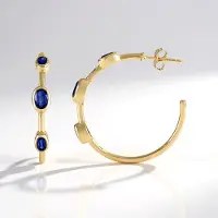 Cavill - Vergulde Zilveren Oorbellen met 2,232 ct Nepal Kyaniet - 925 Sterling Zilver - Ovale Blauwe Edelsteen - Elegante Bezel Zetting