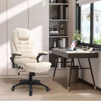 MODFU Bureaustoel - Massagefunctie - Warmtefunctie - Draaibaar - Kunstleer - Beige
