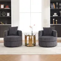 STILVORA Fauteuil - Set van 2 - 360 Graden Draaibaar met Opbergruimte Onder de Zitting - Voor Woonkamer en Slaapkamer - Cord Grijs