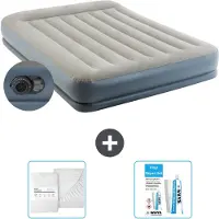 Intex luchtbed - geschikt voor 2 personen - 152 x 203 x 30 cm - grijs - inclusief pomp - met spannenhoes en reparatieset