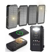Golden Sound Solar Powerbank met 4 panelen - Powerbank zonneenergie - 27.000 mAh - Noodpakket - Snellader 22,5W - Powerbanks - 1x USB-A, 1x USB-C en 1x Micro-usb - Universele Powerbank