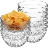 Secret De Gourmet 5Five Kommetjes / serveer schaaltjes - 10x - transparant met relief - kunststof - Dia 14 cm - stapelbaar