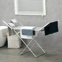 OKWISH Verwarmd Droogrek Met Opvouwbare Zijvleugels 144 X 53 X 91 Cm Aluminiumlegering Zilver Voor Sneller En Ruimtebesparend Drogen