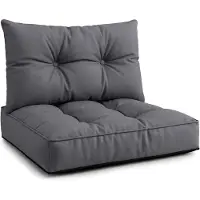 Amazinggirl Kussen Lounge Tuinmeubelen - Set: zitkussen 50x50 cm en rugkussen 40x50 cm Rug Rattan Ideaal voor balkon terras loungeset buiten comfort vulling dik duurzaam Grafiet