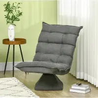 STILVORA Fauteuil 62 x 70 x 95 cm - Draaibaar Met Handmatig Verstelbare Rugleuning - Voor Woonkamer En Kantoor - Stof Grijs