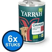 Yarrah 6x dog bio blik brokjes saus rund 820gr