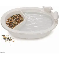 MamboCat Vogelschaal KURT, beige, voor voer en water, in twee delen, van porselein – 795211080
