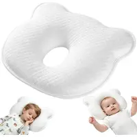 Bedee Babykussen - Slaapkussen Voor Baby's - Pasgeboren Reiskussen - Traagschuim - Tegen Plat Achterhoofd - 25x20x3,5 cm - Hoofdvorm - Ademend - 0-12 Maanden - Voor Wieg en Kinderwagen - Draagbaar