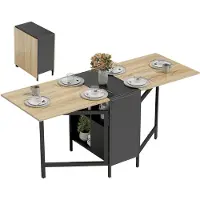 HOMCOM Inklapbare eettafel-MDF, ijzer-169 x 60 x 75 cm-Zwart