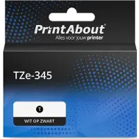 PrintAbout Tape TZe-345 Wit op zwart (18 mm) geschikt voor Brother