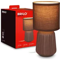 Briloner - Nachtlamp, keramieken voet, kabel schakelaar, bruin, 13x27 cm