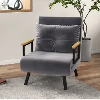 STILVORA Fauteuil - Slaapfauteuil 63 cm - Verstelbare Rugleuning Met Bedfunctie - Voor Woonkamer En Logeerkamer - Velvet Donkergrijs