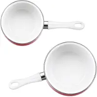Alessandro Cuisine steelpannen set - D14 en D18 cm - rood/wit - rvs
