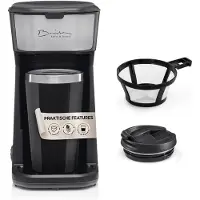 Barista Single koffiezetapparaat to go 450 watt | compact filterkoffiezetapparaat met thermobeker | kleine, draagbare coffee to go machine | incl. isolatiebeker & nylon permanent filter - zwart