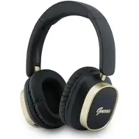 GUESS Draadloze Koptelefoon met ENC - Rectangle Metal Script Logo Over-Ear Bluetooth Headphone - Zwart