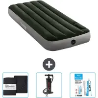 Intex luchtbed - 1 persoon - 76 x 191 x 25 cm - Groen - Inclusief hoeslaken, pomp en reparatieset