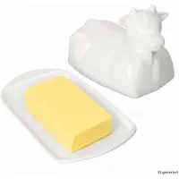 MamboCat Porseleinen botervlootje wit in de vorm van een koe - 24302175
