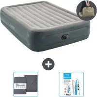 Intex luchtbed - geschikt voor 2 personen - 152 x 203 x 46 cm - grijs - inclusief pomp - met spannenhoes en reparatieset