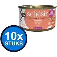 Schesir 10x - Complete & Balanced - Kattenvoer - Bouillon in blik - Zalm - 85g