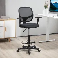 HAUSS SPOLE Bureaustoel - Ergonomische Tekenstoel - In Hoogte Verstelbaar Met Voetring En Mesh Rugleuning - Voor Kantoor En Tekentafel - Zwart