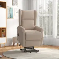 STILVORA Relaxfauteuil 74 x 94 x 111 Cm - Elektrisch Met Sta-op Functie En Verstelbare Voetensteun - Voor Woonkamer En Slaapkamer - Stof - Crèmewit