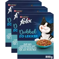 Felix Dubbel Zo Lekker Zalm en Zeevis - Multipack - Katten Droogvoer - 2400g (3x800g)