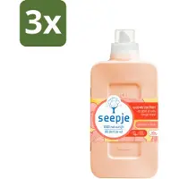 Seepje - Wasverzachter - Verzorgt en Verfrist - Sandelhout en Perzik - 30 Wasbeurten - 750 ml - Bulkverpakking - 3 stuks