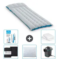 Intex Campingmatras – 1 persoon – 67 x 184 x 17 cm – Blauw – Inclusief: laken, kussen, pomp, reparatieset en kussenbeschermer