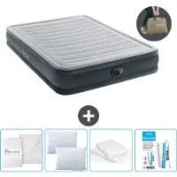 Intex Luchtbed - 2-Persoons - 152 x 203 x 33 cm - Grijs - Inclusief pomp - Hoeslaken - Kussen - Reparatieset en Kussenbeschermer