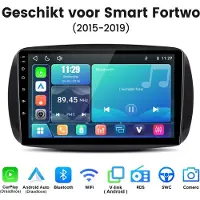 Junsun lINUX Draadloos Carplay & Andriod Auto Autoradio Geschikt voor Smart Fortwo 451 2015-2019 - 9 Inch HD TouchScreen - Bluetooth - GPS navigatie- WiFi - FM - RDS- Airplay