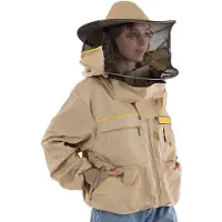 Kadax imkerjas met hoed, maat L, imkerblouse van polyester en katoen, imkerjas met afneembare imkerhoed en sluier, beschermende kleding met ritssluiting