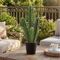 OKWISH Kunstcactus Onderhoudsvrij 53 Cm Groen Kunststof Met Pot Voor Binnen Voor Woonkamer En Kantoor Decoratieve Kamerplant
