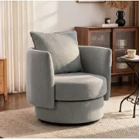 STILVORA Fauteuil 85 x 79 x 84 cm - 360 Graden Draaibaar Met Kussen En Armleuningen - Voor Woonkamer En Slaapkamer - Stof Lichtgrijs