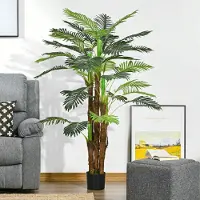 STILVORA Kunstplant Kunstpalm 160 Cm Met 36 Takken Kunststof Groen Voor Binnen En Buiten In Pot Realistische Decoratie