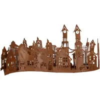 Clayre & Eef Waxinelichthouder Huis 27x8x12 cm Bruin Metaal
