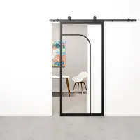 Barnwoodweb Schuifdeur staal en glas Arc zwart