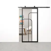 Barnwoodweb Schuifdeur staal en glas Double Arc zwart