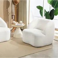 STILVORA Fauteuil 81 x 82 x 73,5 Cm - Zachte Fleece Bekleding Met Dikke Rugleuning En Armleuningen - Voor Woonkamer En Slaapkamer - Stof Crèmewit