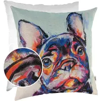 ANRO Bulldog Sierkussen 40x40 cm - Gobelin - Inclusief vulling