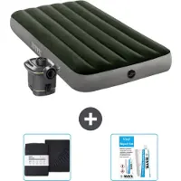Intex Luchtbed - 1-Persoons - 99 x 191 x 25 cm - Groen - Inclusief pomp - Hoeslaken en Reparatieset