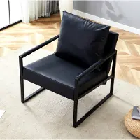 STILVORA Fauteuil 68,5 Cm - Leesstoel Met Armleuningen En Dik Gevoerde Kussens - Voor Woonkamer Slaapkamer En Kantoor - Kunstleer Zwart