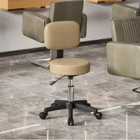 OKWISH Bureaukruk Hoogteverstelbaar Met Rugleuning 43 Tot 55 Cm 360 Graden Draaibaar Op Wielen Voor Salon En Bureau Kunstleer Bruin