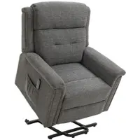 OKWISH Relaxfauteuil 92 x 87 x 108 cm - Elektrische Sta Op Functie En 180 Graden Verstelbare Rugleuning - Voor Woonkamer - Stof - Grijs