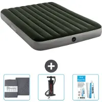 Intex Luchtbed - 2-Persoons - 152 x 203 x 25 cm - Groen - Inclusief Hoeslaken - Pomp en Reparatieset